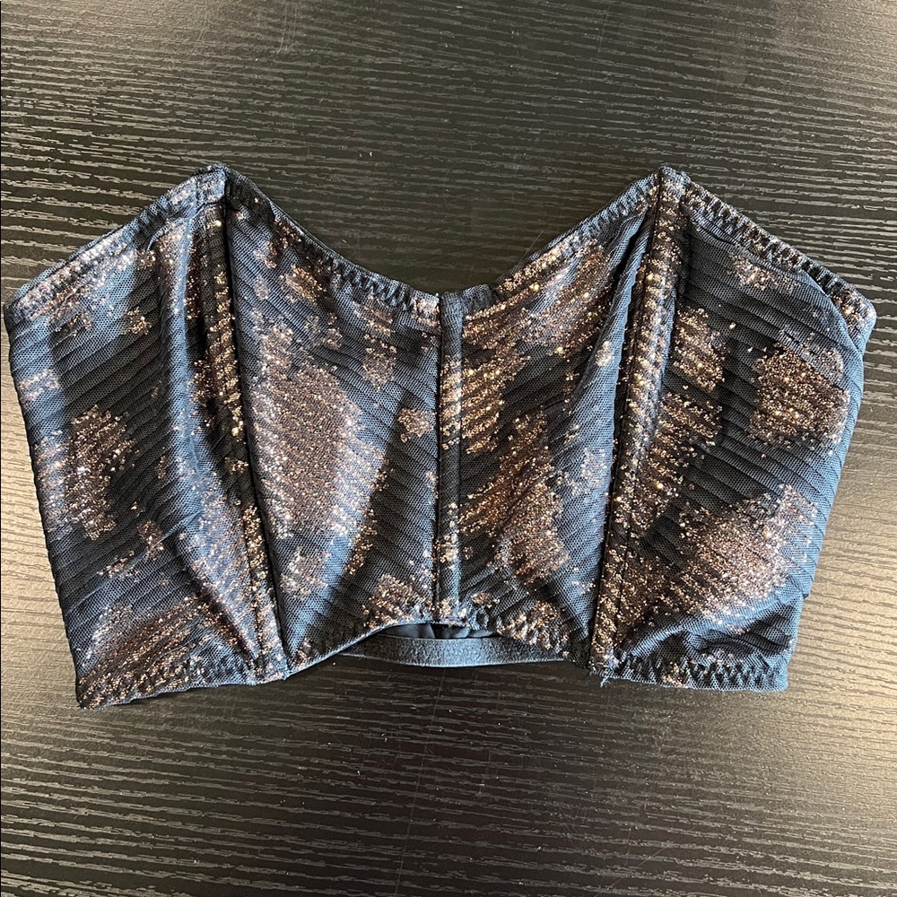 Sequin Black and Gold Corset Top